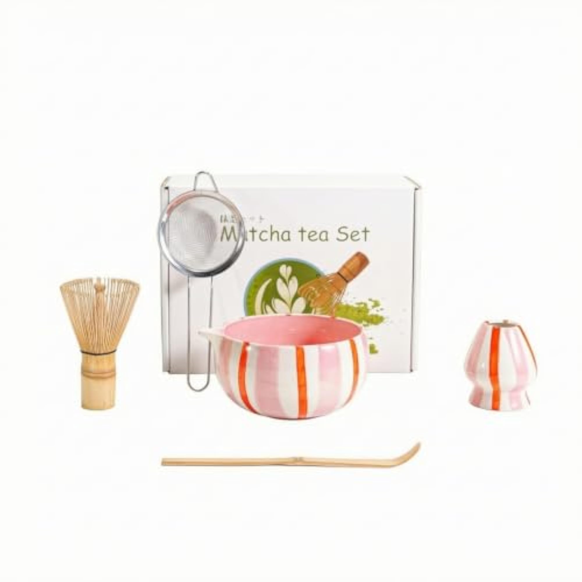 Ceramic Matcha Tea Set with Sifter, Complete Bamboo Kit